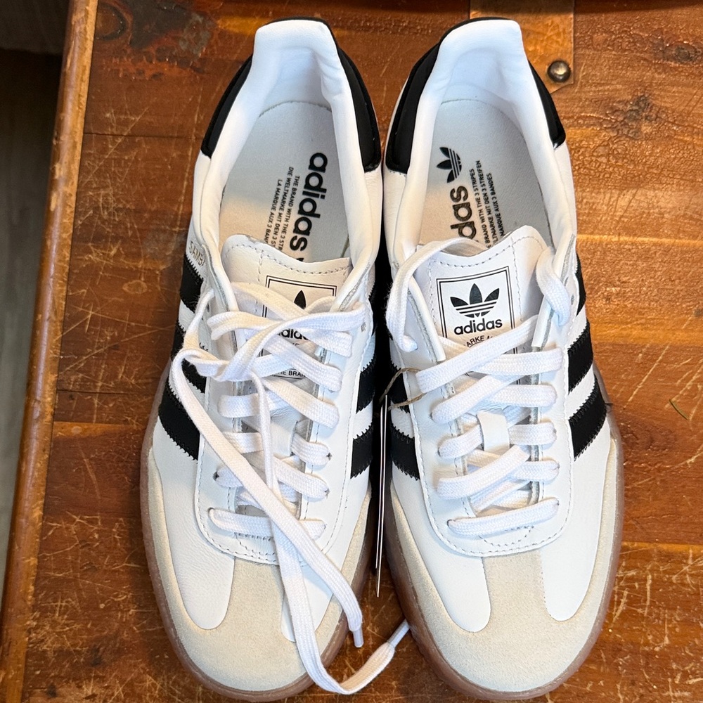 Adidas Women’s Samba Black and White Sneakers with Gum Sole